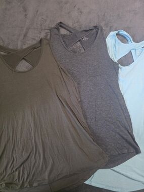 bcg Three-Pack Racerback Tank Tops - Olive, Gray, Light Blue